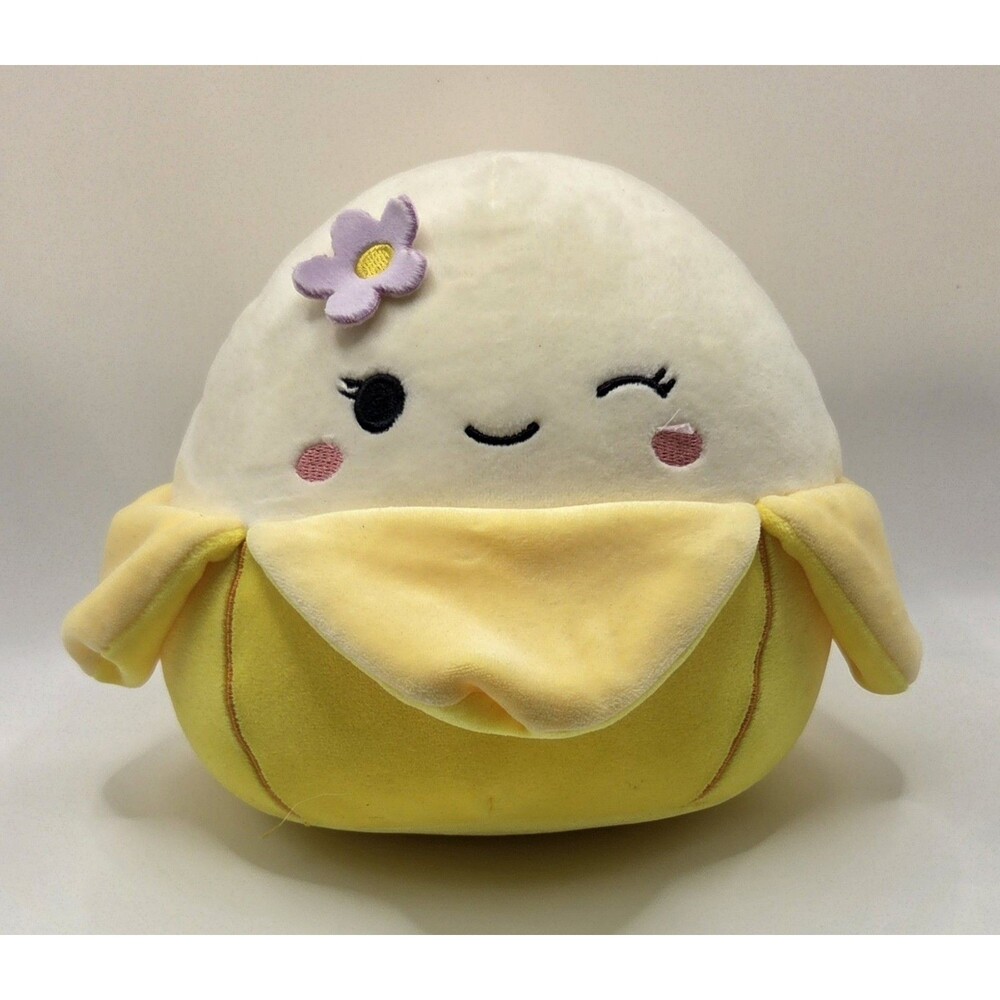 Junie the Yellow Banana Squishmallows  7" Purple Flower & Winking HARD TO FIND